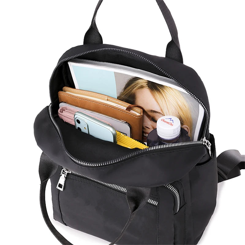 Women Backpack Travel Casual Waterproof Oxford Shoulder Bags Female Large Capacity Handbag Rucksack Black Purse School Pack