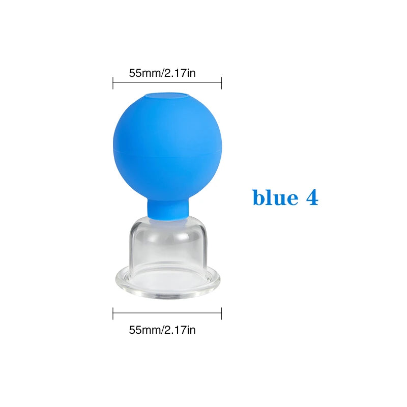 Face Massager Vacuum Cupping Cups Rubber Head Glass Cup Face Skin Care Anti Wrinkle Face Cupping for Beauty Face Care Tool Blue-04