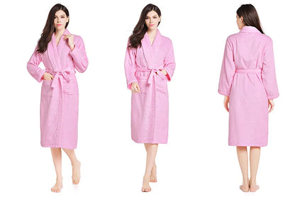 Home Bathrobe 100% Cotton pink Toweling Terry Robe Unisex lovers Soft Bath Robe Men And Women Nightrobe Sleepwear Casual 2024
