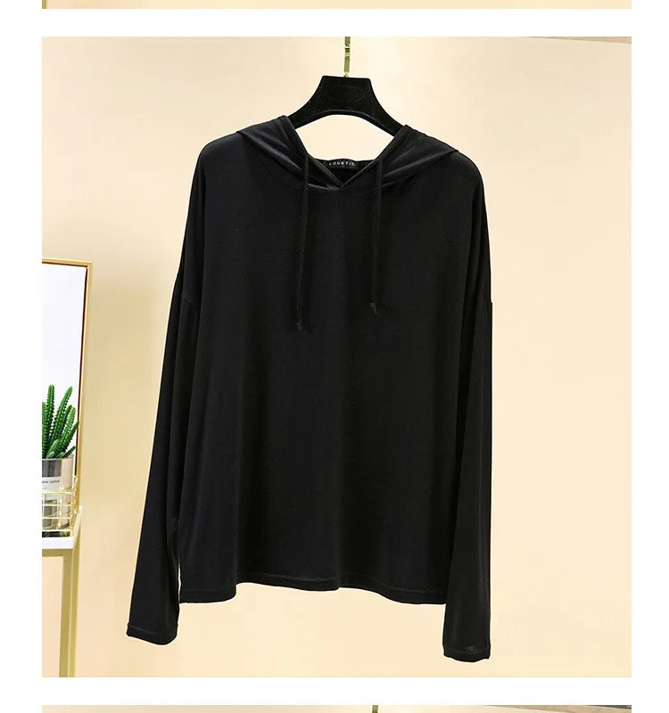 Modal Hoodies Solid Basic Tshirt Bottoming Sweatshirts All match Spring Autum Summer Casual street wear