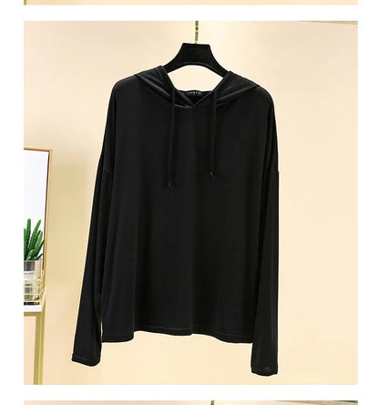 Modal Hoodies Solid Basic Tshirt Bottoming Sweatshirts All match Spring Autum Summer Casual street wear