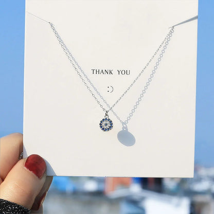 Evil Turkish Eye Lucky Necklace For Women Blue Crystal Silver Color Necklace Rose Gold Thin Chain Dainty Necklace Choker silver