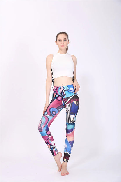 Women Leggings High Waist Cartoon Comic Beauty Print Trousers Soft Female Casual Elastic Pant