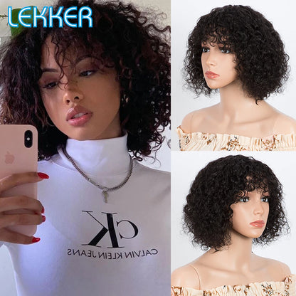 Lekker Colored Short Pixie Afro Kinky Curly Bob 100% Human Hair Wigs For Women Brazilian Remy Hair Ombre Brown Clearance Ginger Badiee Stylez
