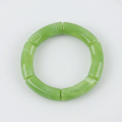 FishSheep Bohemian Transparent Acrylic Foil Bamboo Bracelets for Women Elastic Beads Link Chain Cuff Bracelets & Bangles Jewelry grass green