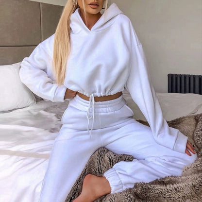 Fashion Trend Women's Wear, Long-sleeved Sports Casual Suit Waist Two-piece Set Badiee Stylez