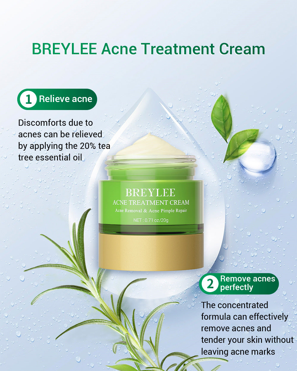 BREYLEE Facial Cleanser Toner Essence Face Cream Gel Facial Mask Set