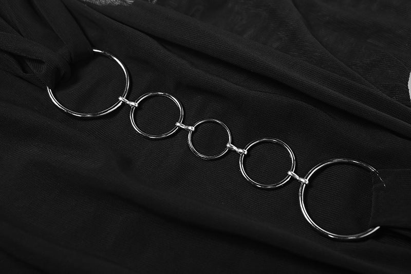 Gtpdpllt See Through Mesh Summer Dresses For Women 2024 Ruffle Backless Low-cut Mini Party Dress Sexy Black Club Y2K Outfits