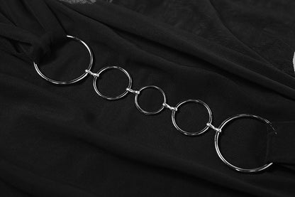 Gtpdpllt See Through Mesh Summer Dresses For Women 2024 Ruffle Backless Low-cut Mini Party Dress Sexy Black Club Y2K Outfits