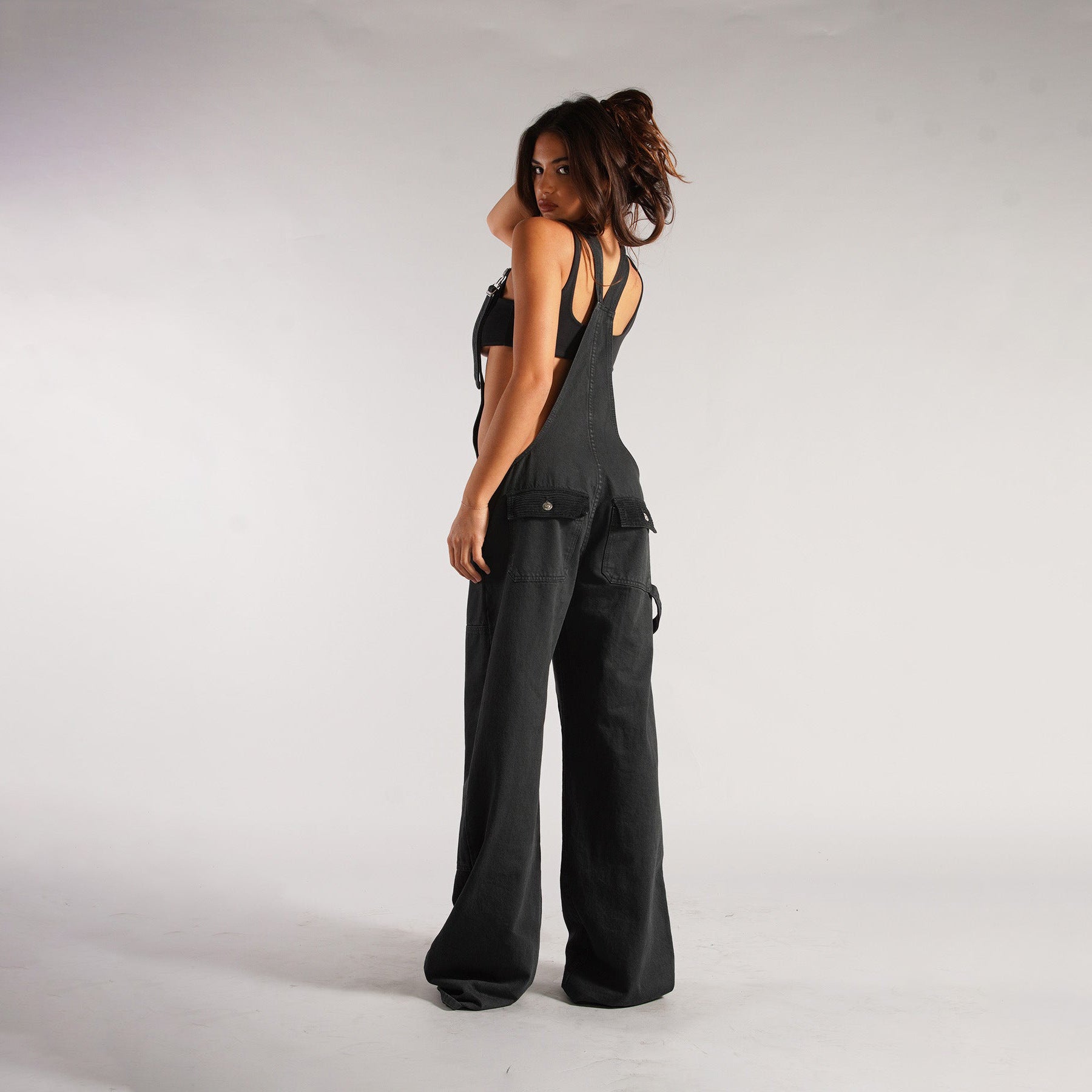 Jumpsuits Women Jeans Overalls Sexy Backless Vintage Full Length Denim Straight Pants Loose Pockets Distressed Washed Casual