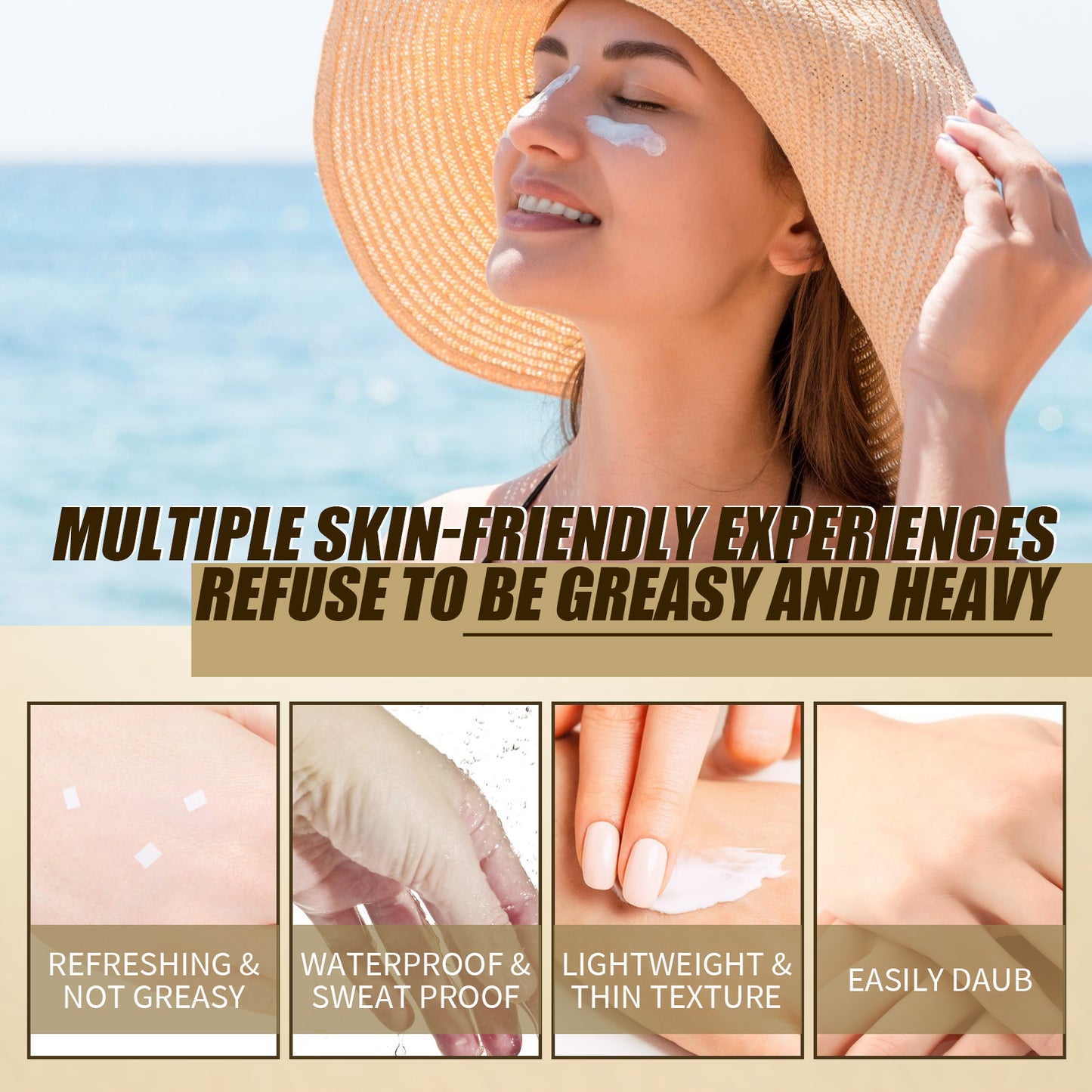 Spf50+ Moisturizing Rice Probiotic Sunscreen Skin Protection Refreshing Makeup Sunscreen Cream UV Resistance Facial Sunscreen