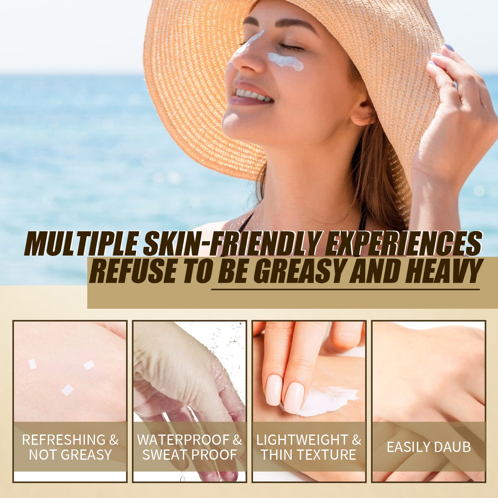 Spf50+ Moisturizing Rice Probiotic Sunscreen Skin Protection Refreshing Makeup Sunscreen Cream UV Resistance Facial Sunscreen