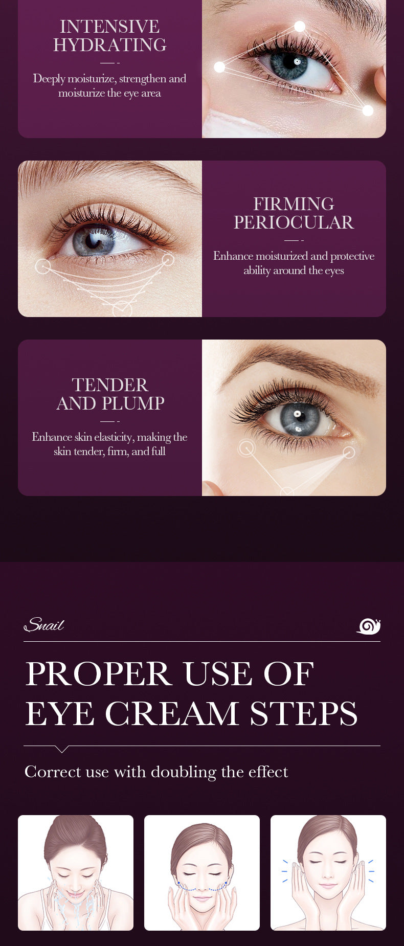 Remove Eyes Bags Eye CreamSnail Collagen Anti Dark Circles Anti-wrinkleMoisturizing Firming Beauty Eyes SkinCare Products