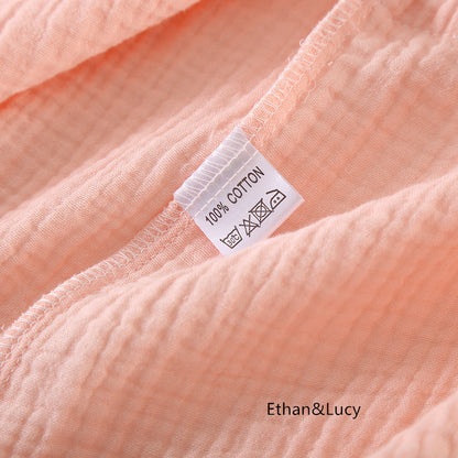 Summer 100% Cotton Gauze Crepe Short Sleeve Robes for Women and Men Solid Bathrobe Loose Soft Japanese-style Kimono Robe 2021