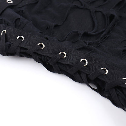 AltGoth Cyber Y2k Hole Vest Women Streetwear Harajuku Vintage Gothic Sexy O-neck Mesh Patchwork See Through Crop Tank Tops Femme