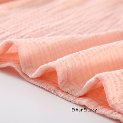 Summer 100% Cotton Gauze Crepe Short Sleeve Robes for Women and Men Solid Bathrobe Loose Soft Japanese-style Kimono Robe 2021