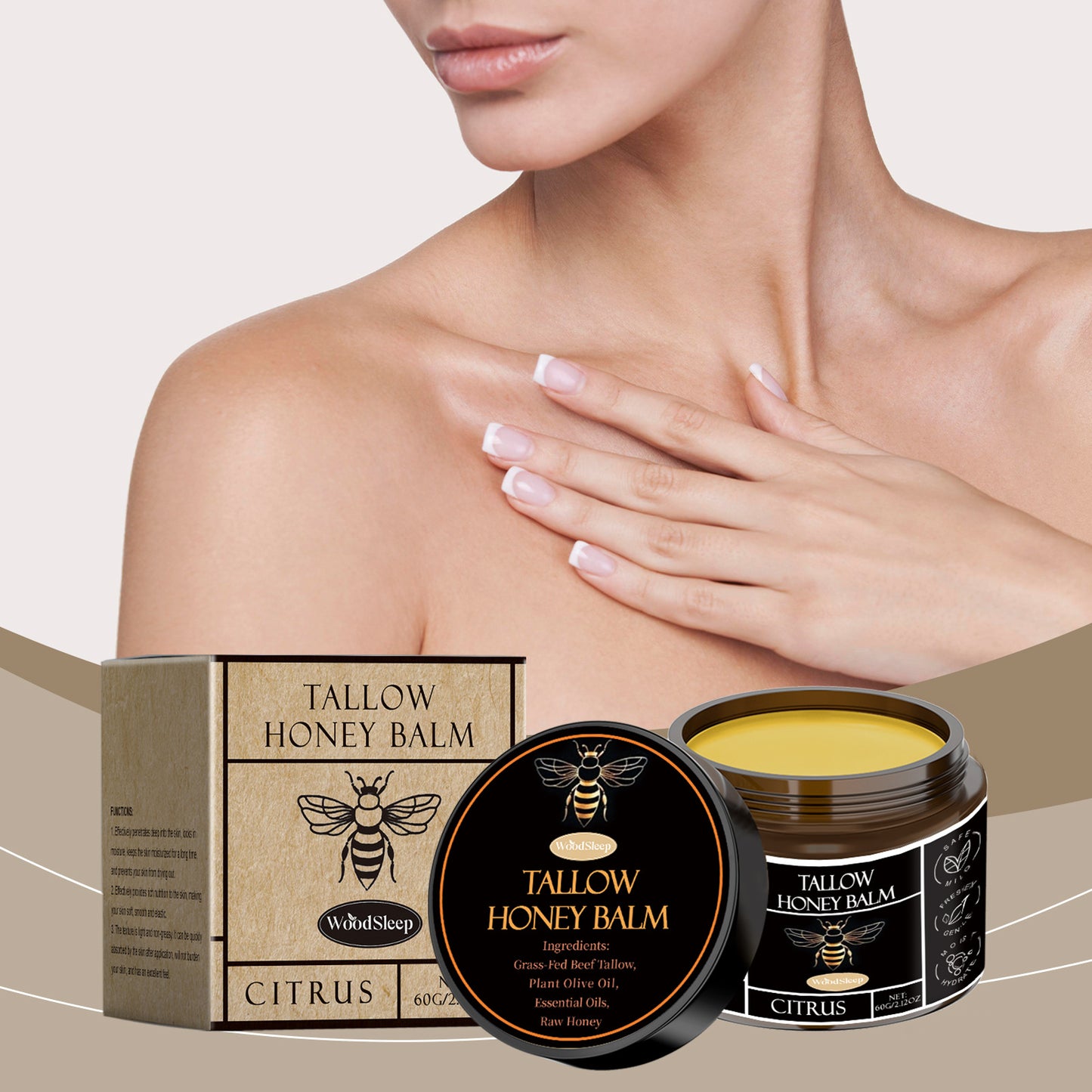 Tallow Honey Facial Balm Reduce Redness Repair Soothing Nourishing Moisturizer Improve Dryness Rough Oil Control Beauty Products