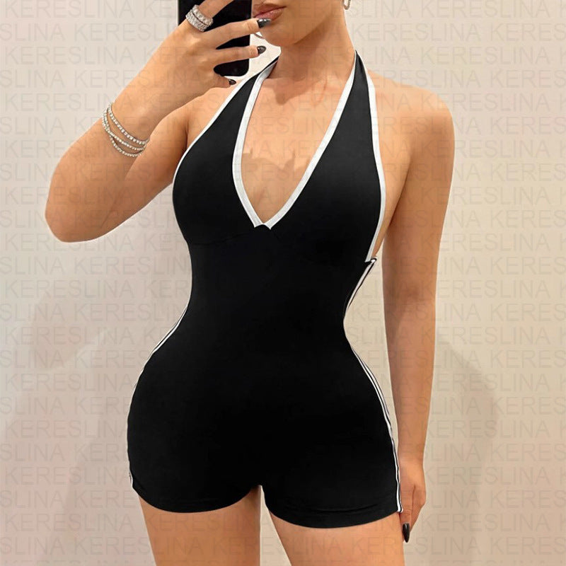 Women's Sexy Striped Backless Jumpsuit Off-Shoulder Hot Girl Suspender Fashion Personality New 2025 Badiee Stylez