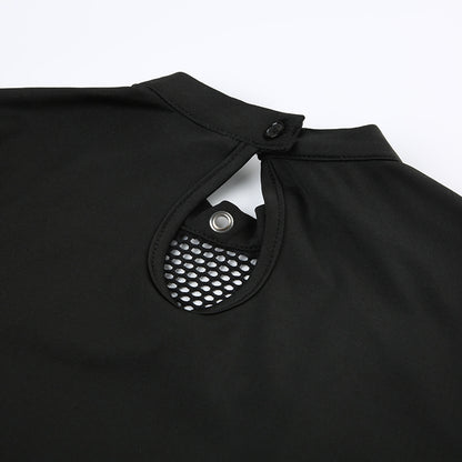 AltGoth Dark Punk Cyber T-shirt Women Gothic Streetwear Mesh Patchwork Long Sleeve O-neck Crop Tee Tops Harajuku Sexy Clothes