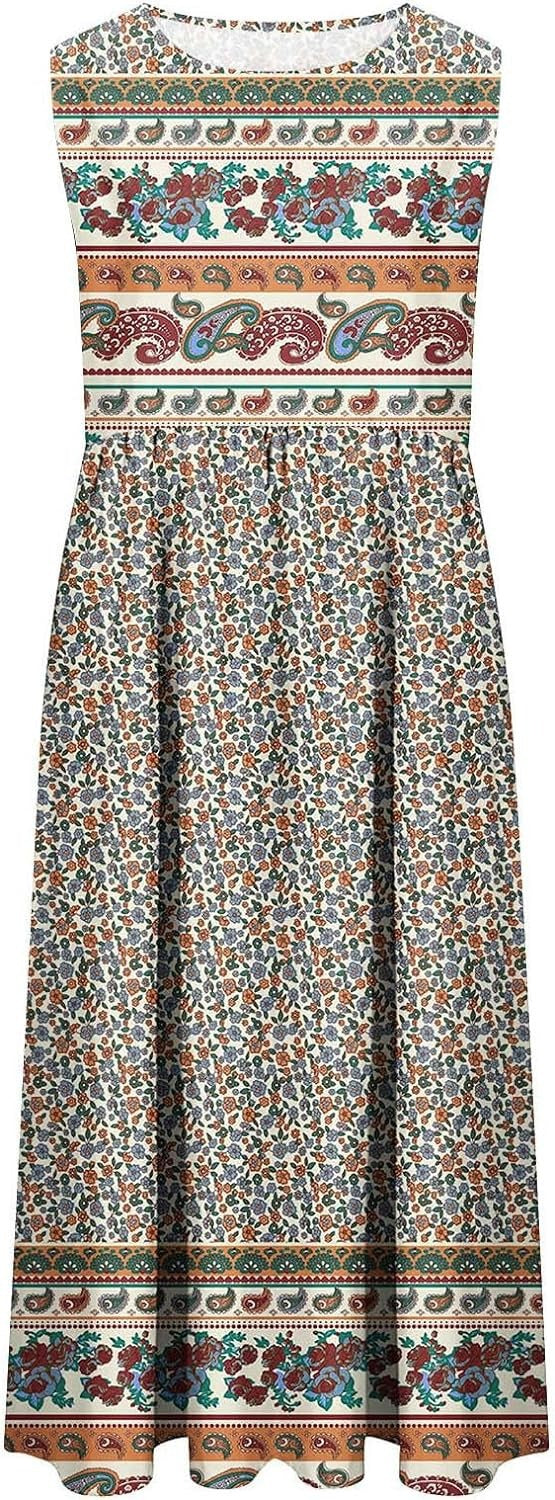 Europe and the United States 2024 spring and summer new print sleeveless pullover dress women casual plus-size dress