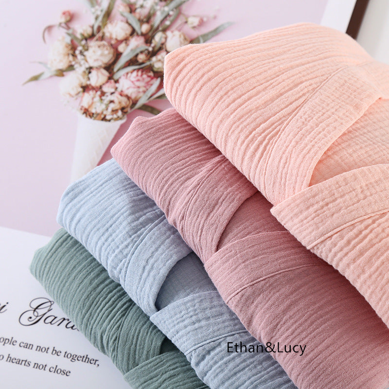 Summer 100% Cotton Gauze Crepe Short Sleeve Robes for Women and Men Solid Bathrobe Loose Soft Japanese-style Kimono Robe 2021