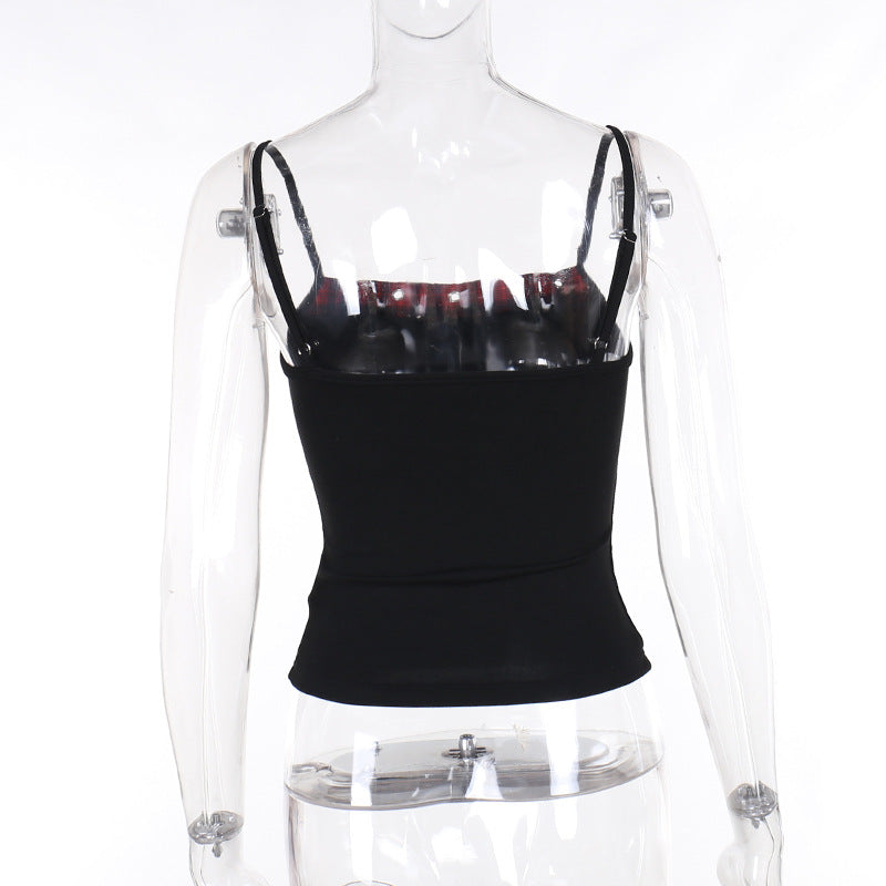 AltGoth Y2k E-girl Vintage Camis Women Mall Gothic Cyber Punk Emo Alt Grunge Hotsweet Plaid Pentagram Patchwork Crop Tank Tops