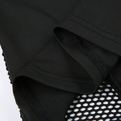 AltGoth Dark Punk Cyber T-shirt Women Gothic Streetwear Mesh Patchwork Long Sleeve O-neck Crop Tee Tops Harajuku Sexy Clothes