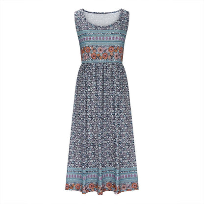 Europe and the United States 2024 spring and summer new print sleeveless pullover dress women casual plus-size dress