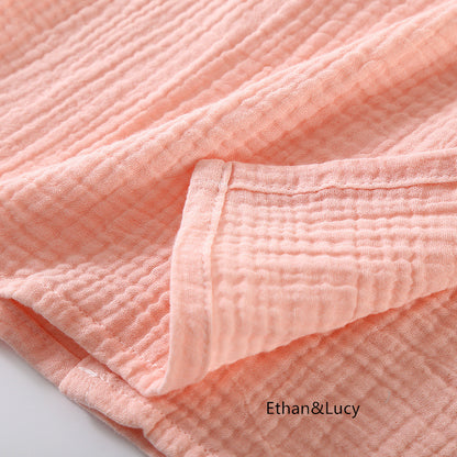 Summer 100% Cotton Gauze Crepe Short Sleeve Robes for Women and Men Solid Bathrobe Loose Soft Japanese-style Kimono Robe 2021