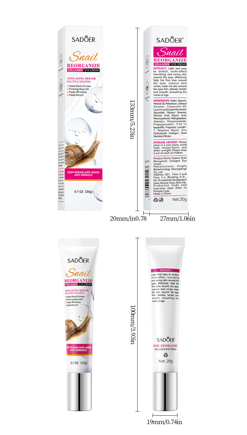 Remove Eyes Bags Eye CreamSnail Collagen Anti Dark Circles Anti-wrinkleMoisturizing Firming Beauty Eyes SkinCare Products
