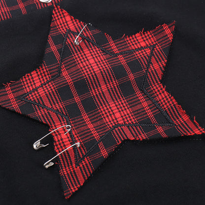 AltGoth Y2k E-girl Vintage Camis Women Mall Gothic Cyber Punk Emo Alt Grunge Hotsweet Plaid Pentagram Patchwork Crop Tank Tops