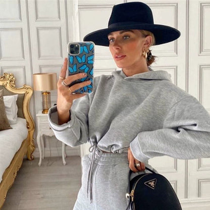 Fashion Trend Women's Wear, Long-sleeved Sports Casual Suit Waist Two-piece Set Badiee Stylez