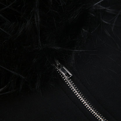 AltGoth Dark Academia Gothic Sweatshirt Women Streetwear Harajuku Vintage Y2k E-girl Cyber Punk Fur Collar Loose Cardigan Tops