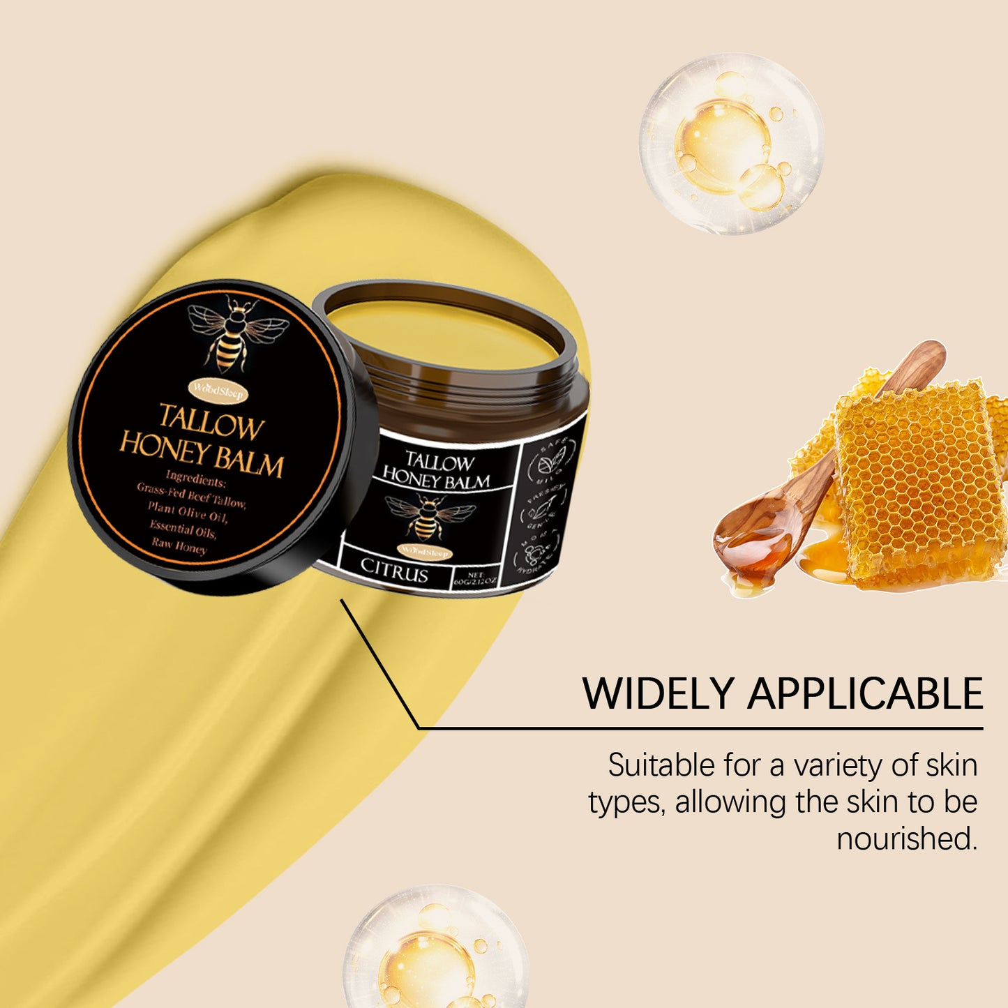 Tallow Honey Facial Balm Reduce Redness Repair Soothing Nourishing Moisturizer Improve Dryness Rough Oil Control Beauty Products
