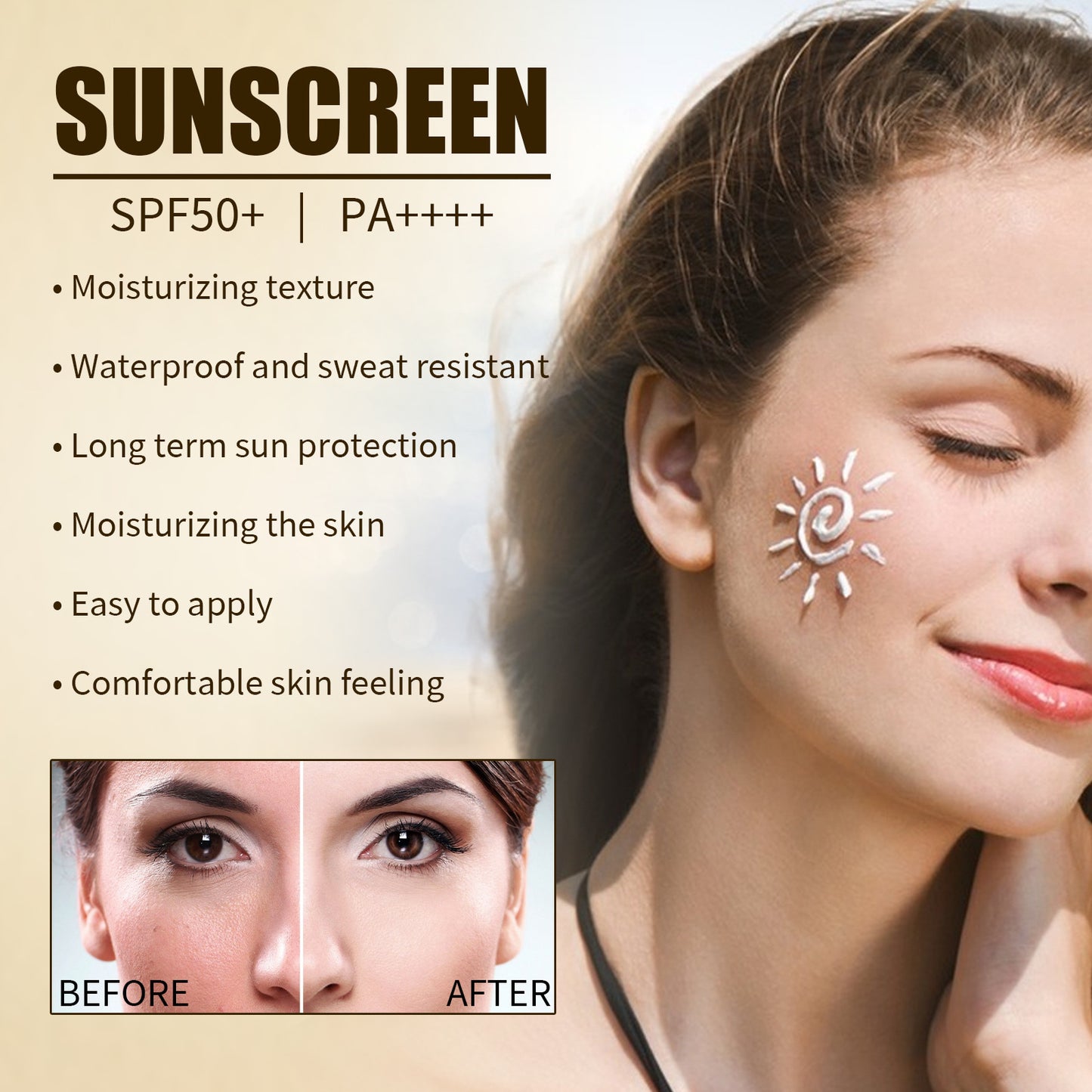 Spf50+ Moisturizing Rice Probiotic Sunscreen Skin Protection Refreshing Makeup Sunscreen Cream UV Resistance Facial Sunscreen
