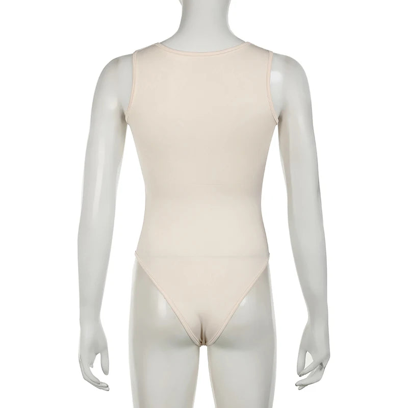 Darlingaga Casual Square Neck Fitness Summer Bodysuit Women Sleeveless Solid Basic One Piece Bodies Sporty Sexy Rompers Outfits