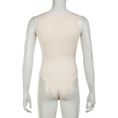 Darlingaga Casual Square Neck Fitness Summer Bodysuit Women Sleeveless Solid Basic One Piece Bodies Sporty Sexy Rompers Outfits