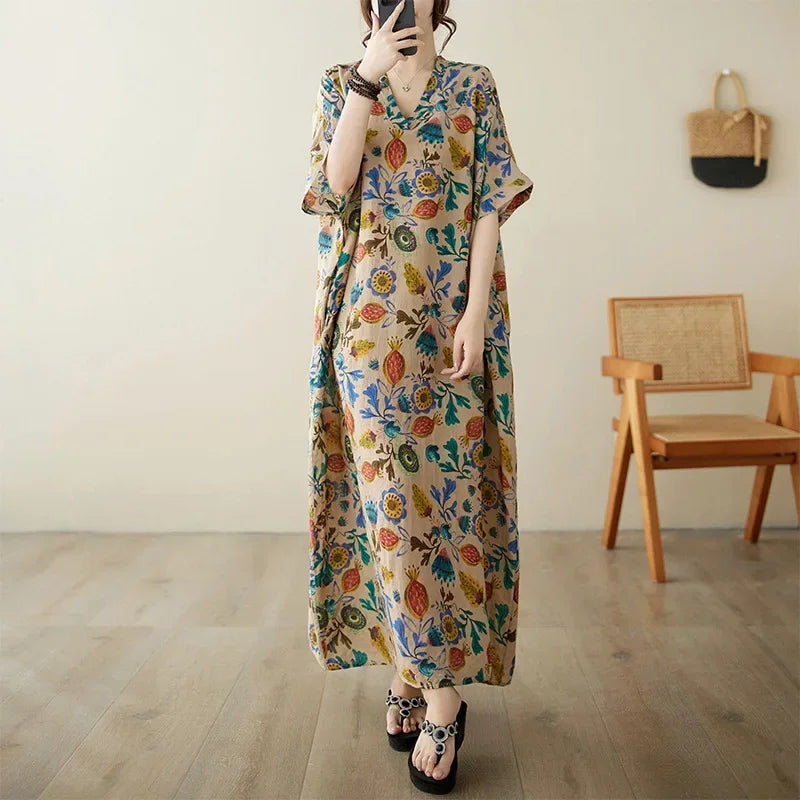 Summer Dress for Women Clothing Long Dress Fashion Clothes Cotton Vintage Harajuku Elegant Streetwear Maxi Beach Dresses T One Size