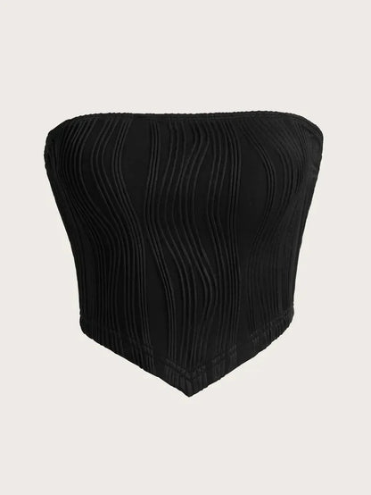 Sexy Rib Knit Strapless Crop Tube Top Women Summer Y2K Clothes Sleeveless Off The Shoulder Tank Top Streetwear Club Party 2024 black