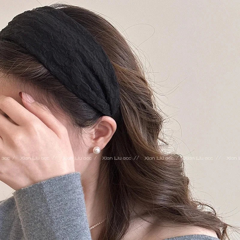 2025 Korea Elegant Chiffon Wide Hairbands Headband Women Girls Gift Scrunchie Hair Head Hoop Band Accessories Headdress Headwear