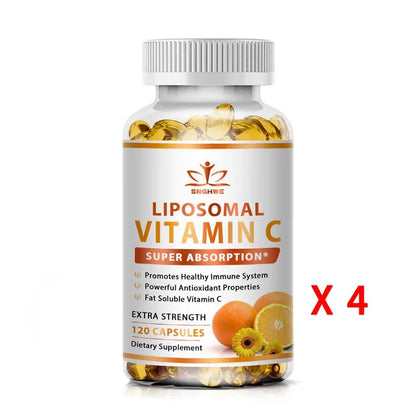 Organic Vitamin C Capsules 1000mg and Zinc 20mg Capsules Support Immune Health, anti-oxidation Beauty Health 120 count-4 bottle