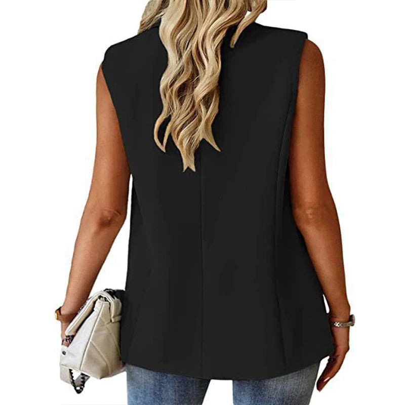 Plus Size European and American Spring/Summer Style Commuting Casual Sleeveless cardigan vest Vest Vest Women's suit