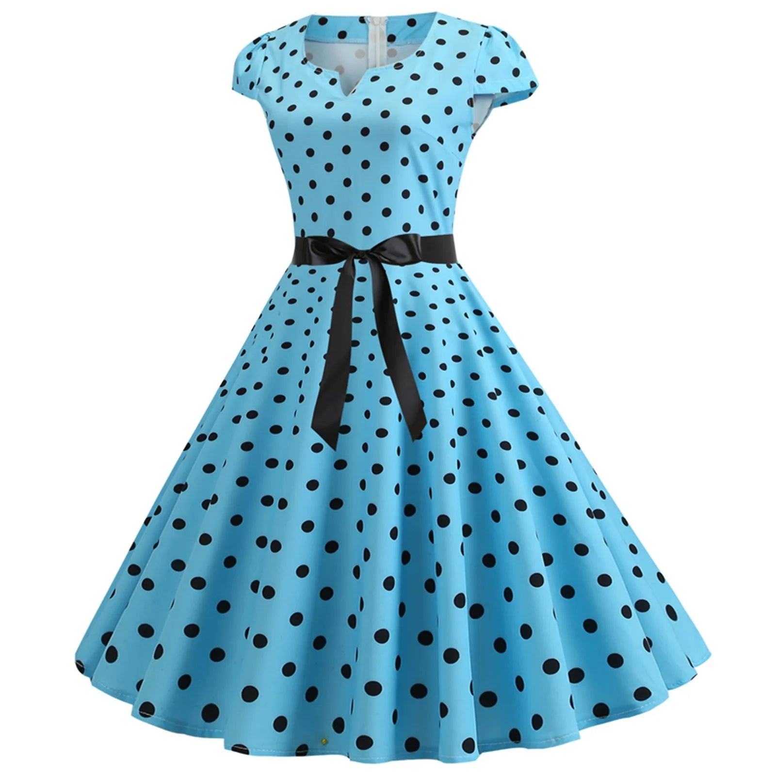 Woman Retro Dresses Audrey Hepburn 1950s 60s Rockabilly Polka Dot Printed Bowknot Pinup Ball Gown Party Dress Robe Vestidos