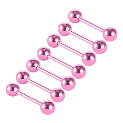 7pcs/lot Titanium Plated Piercing Tongue Rings Bars Girls 14G Tongue Piercing Barbells Stainless Steel Body Jewelry SD84 Badiee Stylez