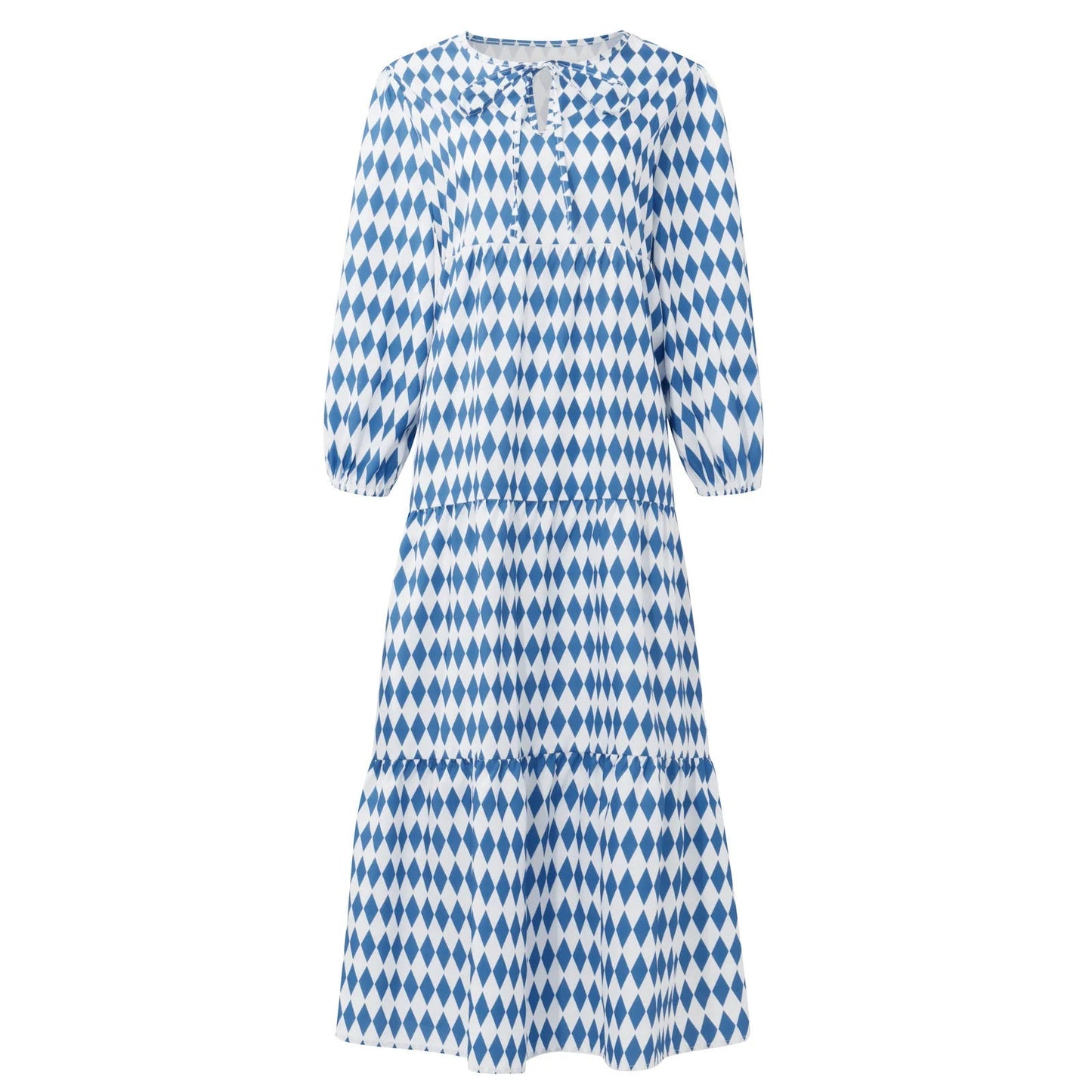 Puff Sleeve Boho Maxi Dress Elegant Women Summer 2022 Casual Floral Drawstring V-Neck Loose Holiday Beach Dresses Party Vestidos Badiee Stylez