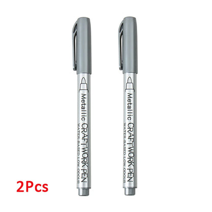 1-4Pcs Metallic Waterproof Permanent Marker Pens for DIY Epoxy Resin Mold Gold Silver Color Drawing Supplies Craft Marker Pen Silver 2pcs
