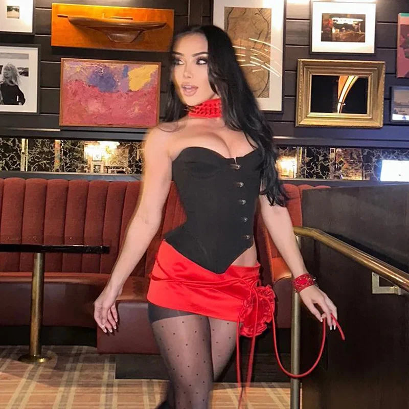 PixieKiki Sexy Black Busiter Corset Tops Club Wear Asymmetrical One Shoulder Backless Crop Top Women's Clothing 2024 C85-DD20