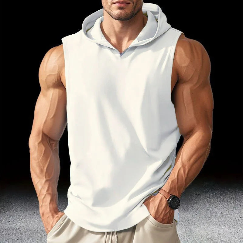Gym Solid Color 2024 Brand New Men's Tank Tops Vest Sleeveless Tees For Male Hooded Man Vests Tops Hip Hop Men Tank Top T shirt Picture color