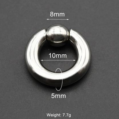 1Pc Large Gauges Stainless Steel CAPTIVE SPRING BEAD RING for Septum Piercing BCR Nose Ring Hoop Expander Earlobe Earrings 00G 5x10-8mm 1 Piece