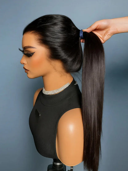 360 Full Lace Front Invisi-Drawstring Wigs Human Hair Bone Straight 13X4 HD Lace Front Wigs Pre Plucked 30 Inch Glueless 5X5 Wig Badiee Stylez